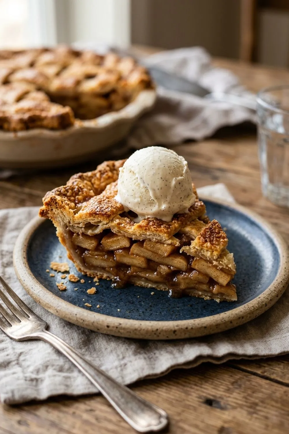Sliced apples tossed with cinnamon and sugar in a large mixing bowl