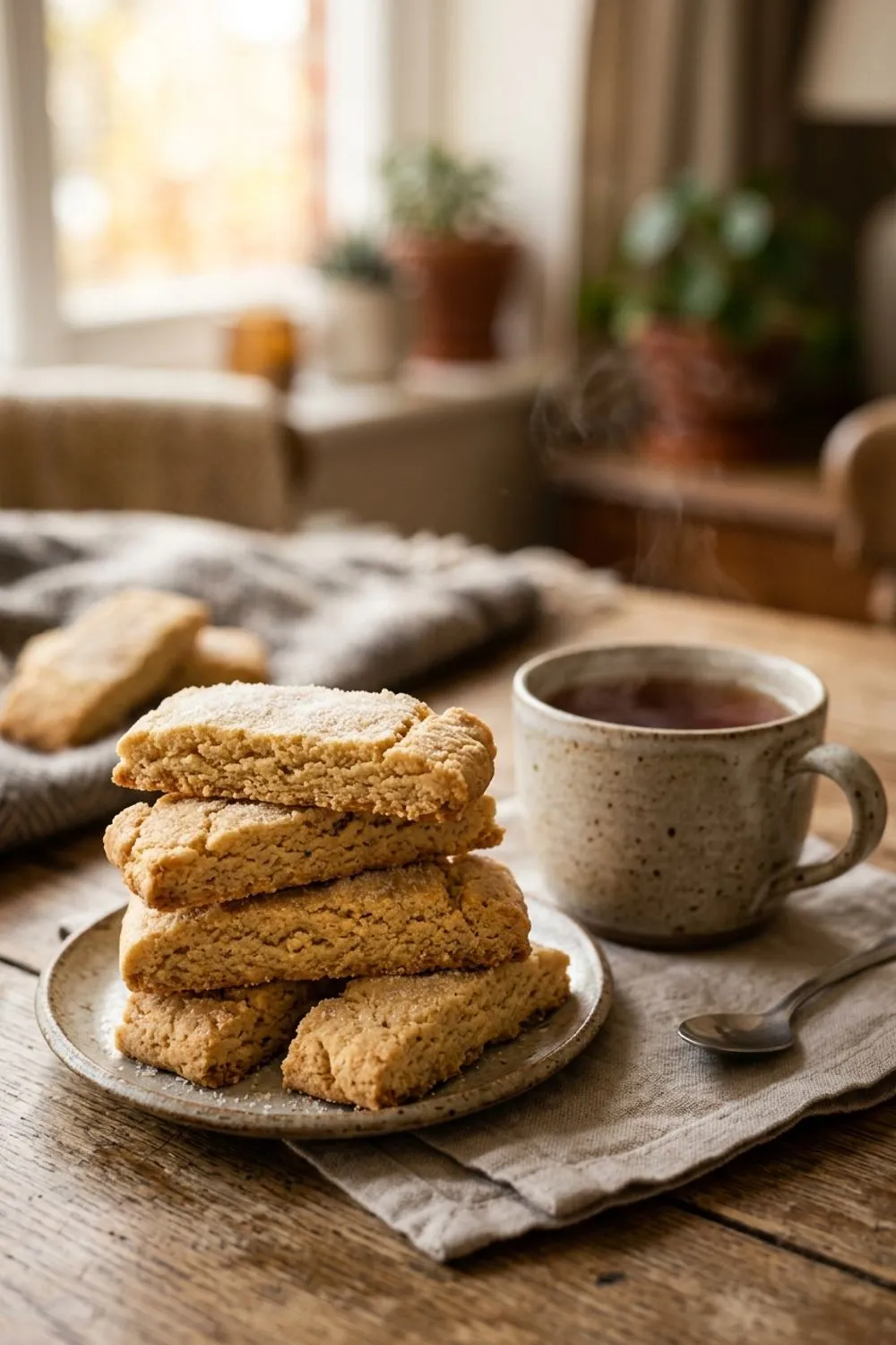 Shortbread cookie dough being rolled out on a floured surface with cookie cutters
