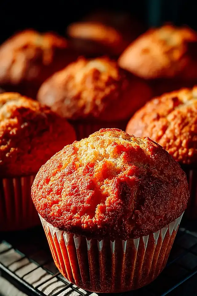 Overhead view of a cooling rack holding six freshly baked vanilla muffins with light golden tops dusted with cinnamon sugar