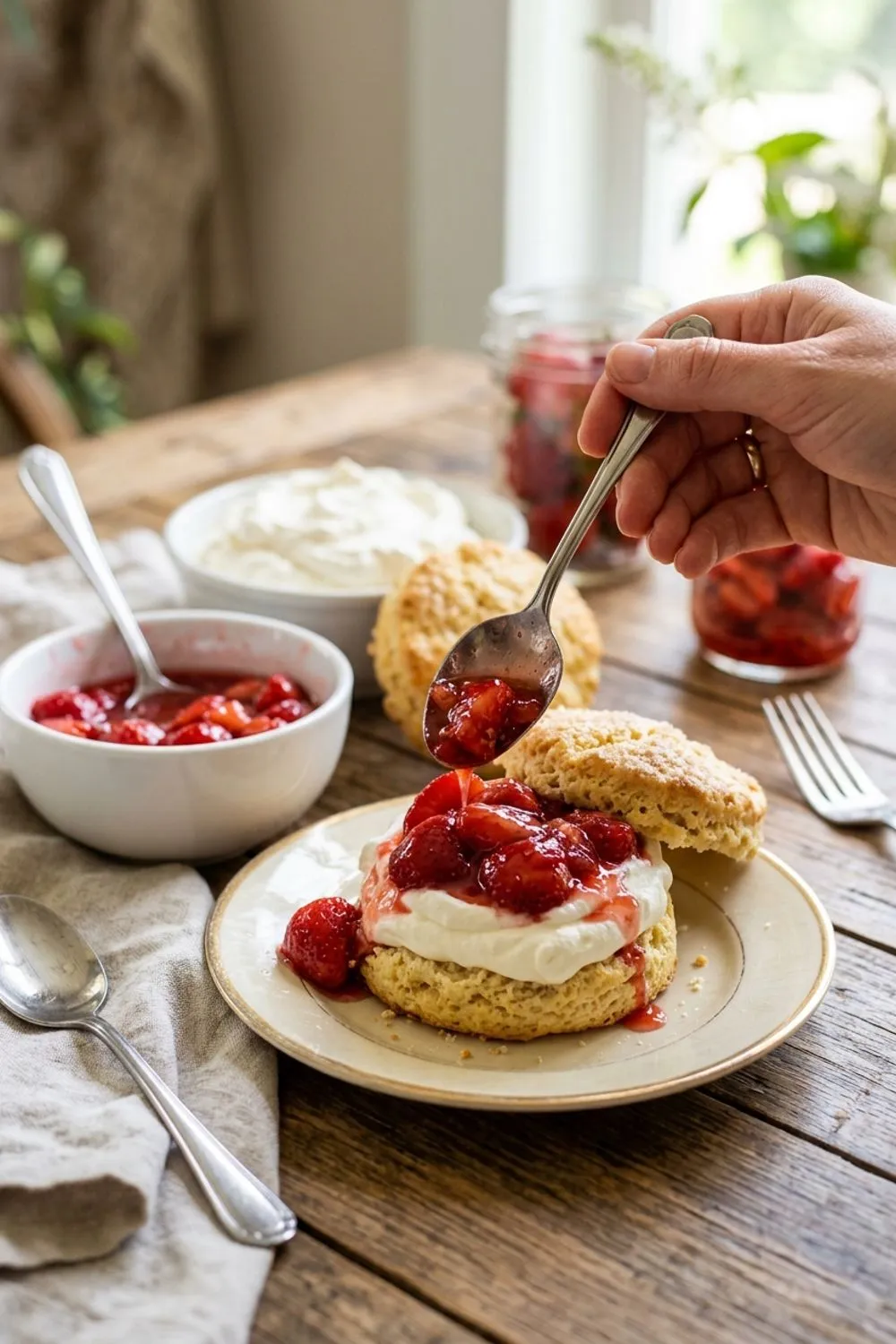 Sliced macerated strawberries in a bowl releasing their natural juices with sugar
