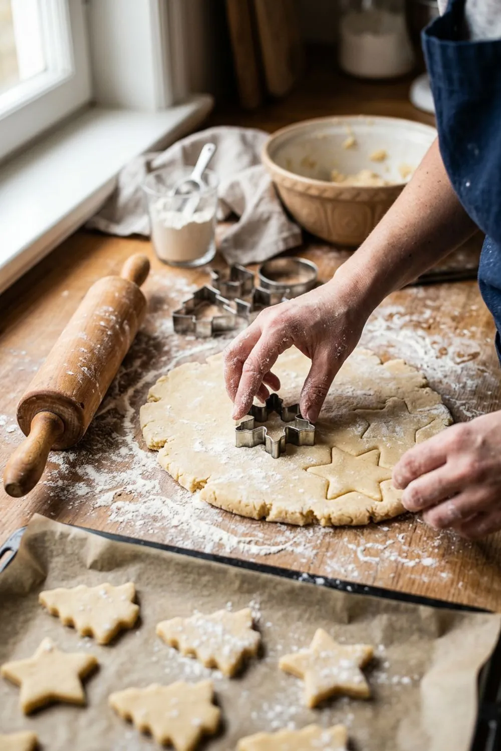 Close-up of decorated sugar cookies with royal icing details